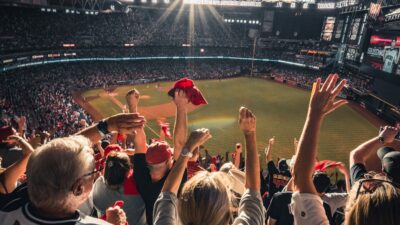 people watching baseball